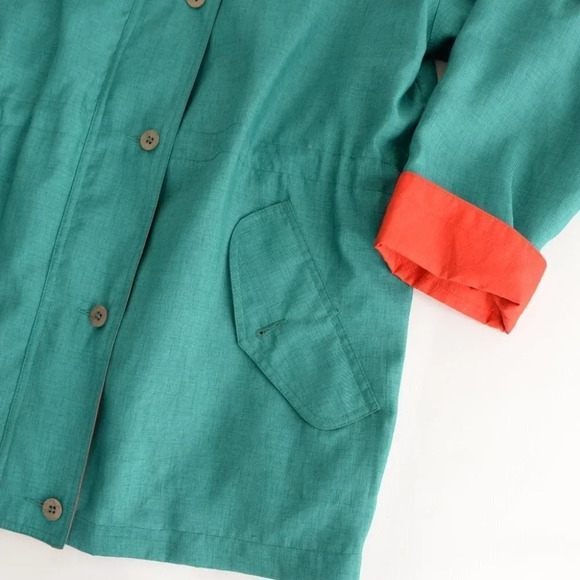 Vintage North Country Green Button and Zip Up Spring Jacket with Shoulder Pads S - Picture 7 of 13
